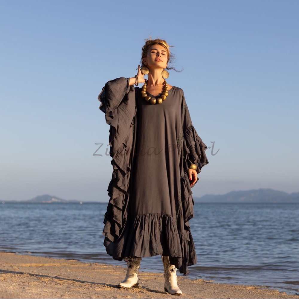Wild Heart Boho Dress Festival Beach Abaya Engagement Maxi Kaftan One Plus size